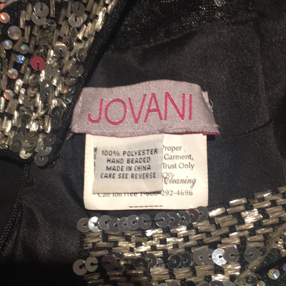 Jovani Silver Embellished And Black Pleated Dress - Picture 13 of 14